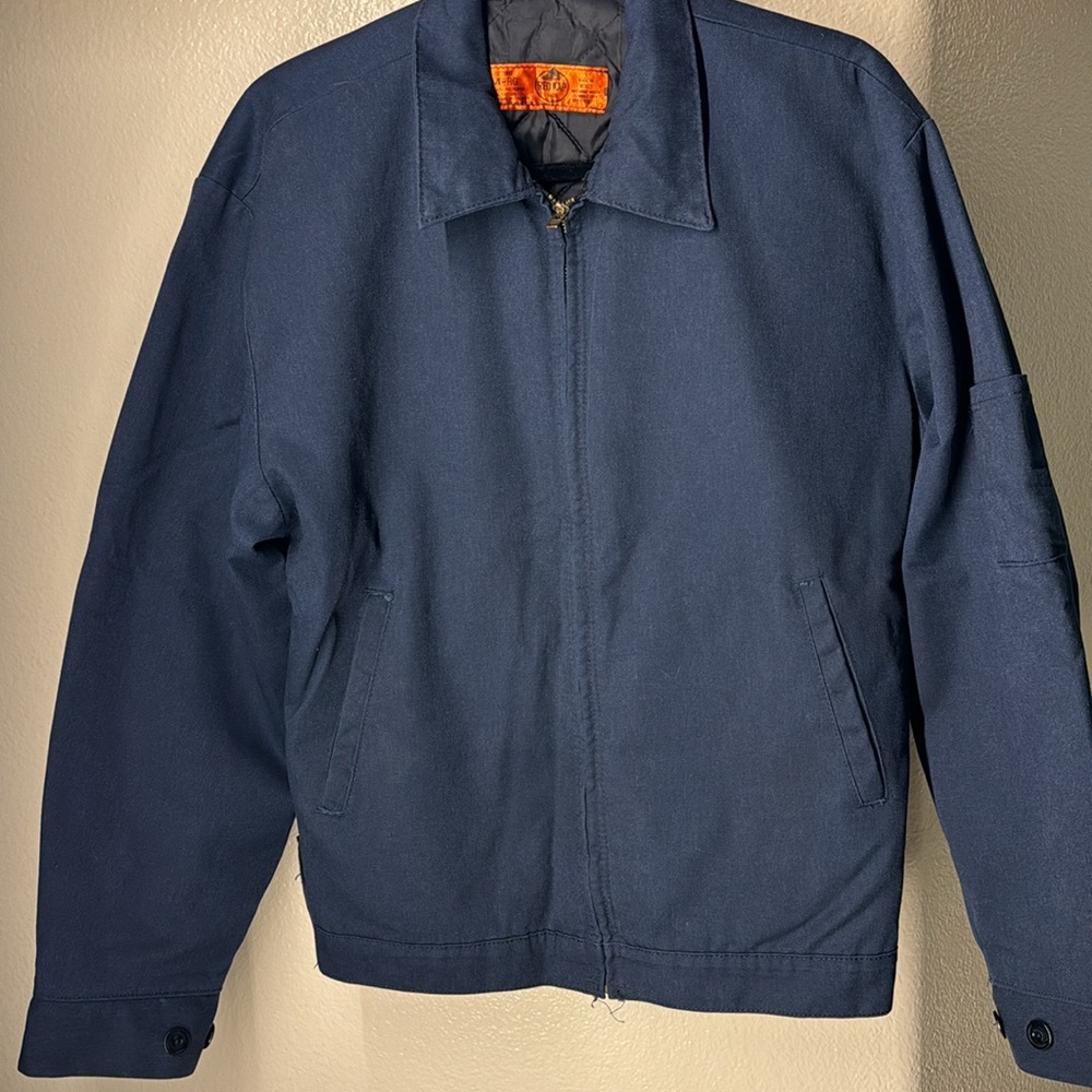 Red Kap Men's Slash Pocket Jacket - Navy Blue, Size: M